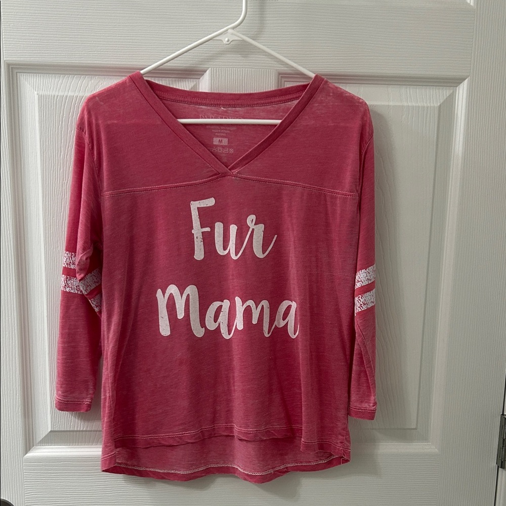 Pink 'Fur Mama' V-Neck Top